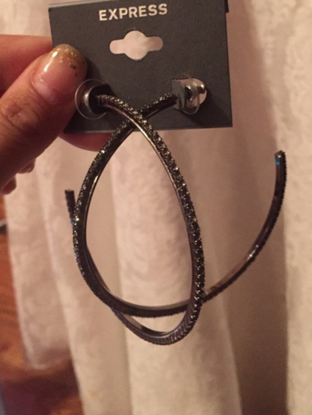 Gray Express Diamond Hoop Earrings